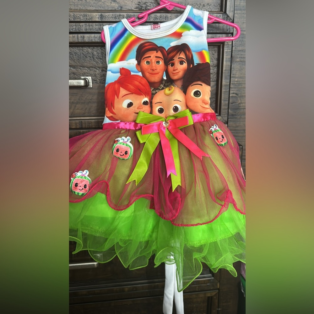 Colorful Cartoon Character Kids Dress